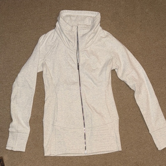Lululemon Athletica Light Gray Fleece Jacket - Picture 1 of 4